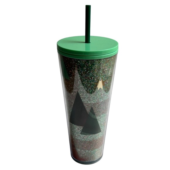 NWT Starbucks 2020 Glitter Christmas Tree 24 oz Tumbler - Picture 5 of 9